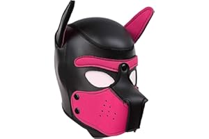 YiQin RWSX Hundemaske, Weiche Latex Petplay Hundemaske mit Ohren Welpenmaske Hunde Masken, Abnehmbarer Mund, Geeignet für Halloween, Urlaubsparty