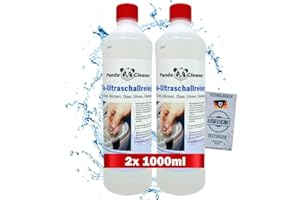 PandaCleaner® Nettoyeur à ultrasons pour Bain à ultrasons - concentré pour Lunettes, Bijoux, Produits dentaires, Or, pièces de Monnaie, Verre, Montres (étanches) et Bien Plus. | 2000ml