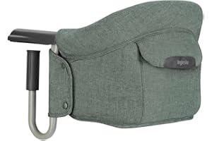 Inglesina Fast, Klappbarer Tischsitz, Dunkelgrün (Pine Green), Leicht zu Transportieren, Waschbar, Sichere Befestigung, Bis 15 kg, 35 x 27 x 42 cm