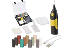 AGT Reparación de azulejos: juego de reparación de azulejos, azulejos y loza con derretidor de cera a batería, USB (reparación de cerámica, kit de reparación de azulejos de baño, cera de repuesto)