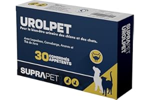 Suprapet Urolpet Chiens et Chats Bien-être des Voies urinaires 30 comprimés de 1000mg - Aliment complémentaire Naturel pour Cystite, Prostate avec Lespedeza, Canneberge, Ananas, Thé de Java