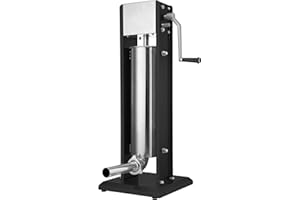 Zelsius | Macchina per riempire salsicce professionale in acciaio inox + quattro diversi tubi di riempimento | insaccatrice, pressa per salsicce, macchina con cambio a due velocità (7 Litro, nero)