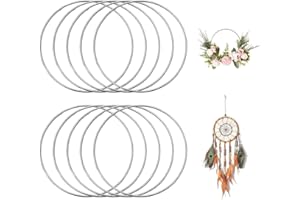 GIDWRIY 10 Piezas Aros Metalicos Manualidades 15 CM,Aros Macrame Metal,Aros Para Atrapasueños,Aros Florales de Decoracion,Anillos Decorativos,Bases para Coronas de Flores,Aro Corona Navidad - Plata