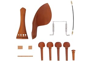 ALOMEJOR 4/4 Violine Teile 1 Satz Jujubeholz Violinen Teile mit Saitenhalter Endpin Stimmwirbel Kinnhalter Darm Violinenteile Zubehörset Klavierzubehör