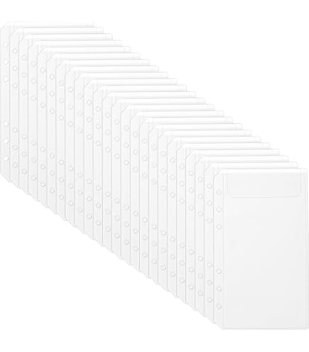 Dimeho 12 stuks doorzichtige hoezen A6 bindtassen 6-gaats map transparant budget enveloppen PVC waterdicht kunststof bindtassen voor notebook planner, inlegpagina's losse bladzak foto