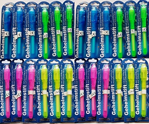20 Stück Geheimstifte, mit UV Licht, Unsichtbar Schreiben, Geheime Nachrichten, Geheim Stift
