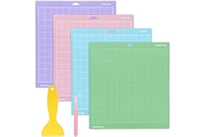 ZOCONE 4 Piezas Alfombrillas de Corte, 12x12 Pulgada Tapete de Corte Autoadhesivas Alfombrilla de Corte de Agarre con Espátula y Pinza Cutting Mat para Scrapbooking Base de Corte para Grabar y Cortar