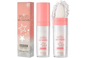 Maritown Highlighter Powder Stick, Polvo De Hadas Glitter Highlighter Patting Powder, Body Brighten Shimmer Sparkle Patting Powder for Face Eyes Lips Hair Body Glow Cosmetic (01# White)