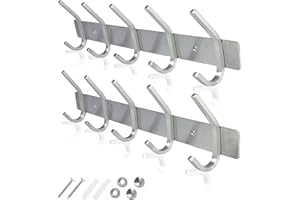 GlazieVault Coat Hooks for Wall - Stainless Steel Coat Racks - Heavy Duty Coat Hook Wall Mounted - Premium Design Rust Free Coat Hanger for Clothes (Silver SJ5)