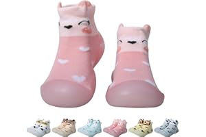 EDOTON Chaussures Rampantes Chaussures de Marche pour Bébés Chaussons Antidérapantes à Semelle Souple - Filles, 9 Mois, EU Size, Résistance au Glissement, Caricature