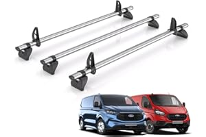 VAN DEMON Rhino Roof Rack for Ford Transit Custom (2013+) 3x Steel Roof Bars [Only Suitable for Standard (H1) Roof] - Kammbar Fleet - TB3FL