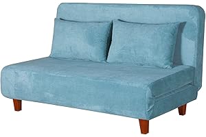 BRIGROS WeHome - Divanetto trasformabile due posti apribile con cuscini Basil (Blu elettrico)