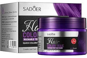 UTAPOSSIN Cera Temporal Para Teñir el Cabello, Hair Dye Wax, Tinte de Cabello Temporal Mujer y Hombre, Fórmula Planta Lavable de Peinado Natural Mate, 120g, Violeta