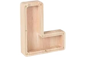 LAUREL & MASON Wooden Money Box Piggy Bank - Large Personalised Letter Solid Wood Piggy Bank Coin Saving Birthday Decorations - Letter Money Box for Kids and Adults (L)