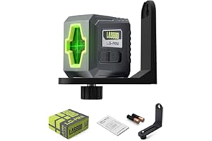 LASGOO Mini Self-Leveling Green Laser Level, Cross Line Laser Ideal for Picture Hanging and Construction, Includes Magnetic Rotating Stand and Batteries, Compact and Portable