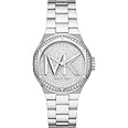 Michael Kors Ladies Lennox Three Hands Chronograph Stainless Steel Watch Case Size 37mm with Stainless Steel Bracelet, Rose Gold/Silver, Misura Unica, MK7234