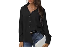 CrystErzoix Camicetta Donna Elegante Camicia a Maniche Lunghe Blusa Ampia Leggera con Scollo a V Casual Top Primaverile Estiva da Lavoro