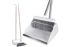 Midyb Zestaw miotły i szufelki, zestaw do zamiatania z wysuwanym trzonkiem 130 cm, zamiatarka i pionowy zestaw do zamiatania Combo, zestaw szufelek z zębami grzebieniowymi do domu, biura, holu