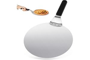 QOUBNIC Pala para Pizza, Pala para Pizza Horno inoxidable, 10 Pulgadas pala Pizzas para Pan Barbacoa Cocinar Pizzas Colgable Fácil de Almacenar