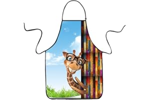 VIPbuy Delantal de cocina impermeable ajustable con estampado animal 3D para cocinar barbacoa