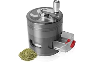 Bindokun Grinder - Macinino per Spezie a Manovella con Cassetto, Macina Spezie Erbe in Lega di Zinco per Polline, Metallo Trita, Macinare con Raschietto per Polline Coperchio Magnetico