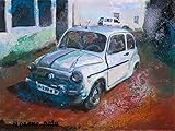  Klassischen Auto SEAT 600 Weiß Original Handmade Malerei