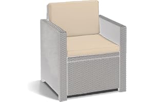 CRESCENT TEXTILE Rattan Furniture Cushion Waterproof Outdoor Seat Pad For Rattan Garden Furniture Chair Cushion Padding Patio 2, 3 or 4 Seater Comfy Set Sofa Cushions Pads Removable Cover (2 Pc Cream Armchair)