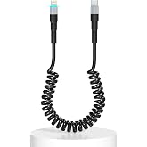 Spiral USB C Lightning Cable, Apple Carplay Compatible and MFi Certified, USB C Lightning Cable for Car with Data Transmissio