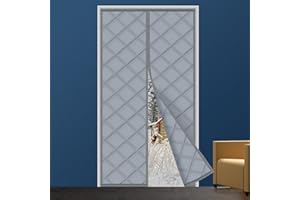 WENT Magnetic Thermal Insulated Door Curtain, Wind, Cold and Noise Proof, Pet Friendly, Suitable for air-Conditioned Rooms, Heating, Kitchens, and Living Rooms, 85x195 cm, Grey