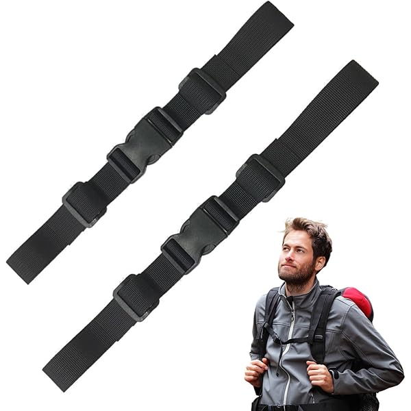Sangle Réglable Sac à Dos Sangle Poitrine Réglable Pour Sac à Dos - 2 Pièces Noir Antidérapant - Randonnée, Course à Pied, Voyage Accessoire Randonnée Réglable