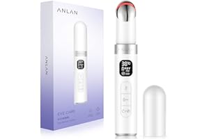 ANLAN Massaggiatore occhi antirughe, EMS massaggiatore viso con 38°-45° impacco caldo, vibrante, 3 modalità led, rimuove efficacemente occhiaie, borse sotto gli occhi, gonfiori, rughe