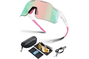 Winyoher Fahrradbrille Herren-Schnelle Brille mit Polarisiert Wechselgläsern | Leicht Randlos | Bruchfeste Sportbrille Damen, UV400 Sport Sonnenbrille Rennrad Brille für Fahrrad,Nachtsicht,Laufen