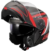 LS2 STROBE 2 Phantom Mat Titanium-Gri-Kırmızı Kask, ECE 22.06 P/J Sertifikalı &Ccedil;ene A&ccedil;ılır Mod&uuml;ler Kask, KPA Kabuk, Dahili G&uuml;n