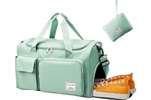 Aedcbaide Sac de Voyage Week-End pour Femmes Sec Humide Séparé Sac de Sport Grande Capacité Sac Weekend Sac de Voyage Extensible Sac de Voyage en Toile Unisexe Léger Pliable