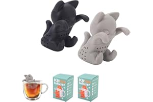 HUANR 2 Pièces Infuseur à Thé, Filtre à Thé Silicone, Chaton Forme Infuseur Thé Tasse, Noir et Gris Filtre the pour Tasse, pour Faire Thé, Cadeau Pendaison Crémaillère, Cadeau Amateurs Thé