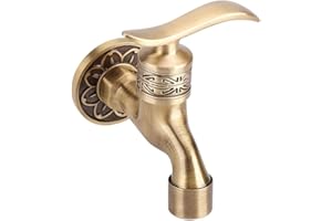 Delaman Grifo de Agua, Lavabo de latón de Estilo Antiguo Grifo de Montaje en Pared Lavadero Grifo de Agua fría para Uso en el baño