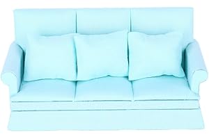 Haokaini Mini Casa delle Bambole Divano 1/12 Scala Casa delle Bambole Poltrona Mobili Divano Divano con 3 Cuscini Rimovibili Misura per Le Bambole Barbie Casa delle Ragazze Regalo di