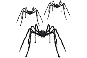 CHBOP 3 groß 150cm 90cm 90cm Gruselige Spinnen Set Halloween Spinnen Riesenspinne Halloween Horror Deko schwarz