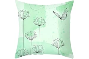 Lieson Fodera per Cuscino Divano, Federe Cuscini Divano Moderni Copricuscino Esterno 45x45 Verde Chiaro Farfalla Fiore Semplice, Federe in Poliestere