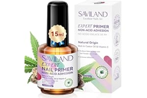 SAVILAND Primer Unghie No Lift: Primer per unghie senza acidi con ingrediente vitamina E e olio di ricino per unghie in gel acrilico, adesione ultra forte e legame proteico per unghie