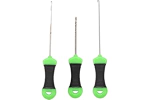 Fransande Lot de 3 aiguilles à appâts pour pêche en plein - Outil de gréement pour bouillettes et bas de ligne - Accessoire de pêche à la carpe