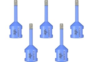 Diamond Tile Drill Bits 6mm 5Pcs Hole Saws with M14 Thread Dry Drilling for Ceramic Porcelain Tile Granite Marble Stone VENJELD