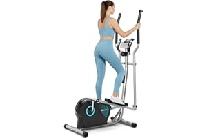 YOLEO Vélo Elliptique Maison Silencieux, 16 Niveaux de Résistance Réglables, Volant d’Inertie 6 kg, Capteur de Pouls & Écran LCD, Appareil de Fitness Cardio Complet