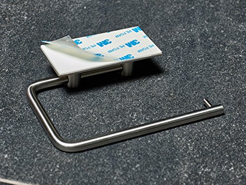 Kasomi Toilettenpapierhalter ohne bohren für einfachstes und schnellstes anbringen. Aus matt gebürstetem Edelstahl. - 5