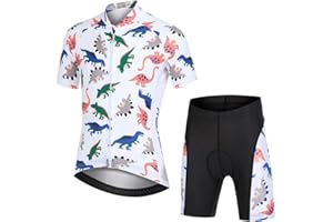 YFPICO Unisex Enfant Garçon Fille Maillot de Cyclisme Set Manches Courtes Jersey avec 3D Rembourré Coussin