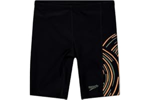 Speedo Plastisol Placement Jammer Badehose für Jungen, Schwarz / Grün