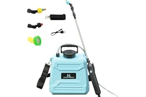 PNETERG Pulvérisateur Électrique Portable 5L/8L à Dos avec Lance Télescopique - Autonomie 120 Min, Pulvérisateur à Dos Rechargeable, Recharge USB Type-C (Harnais + 3 Buses) pour Jardin/Plantes (bleu-5L)