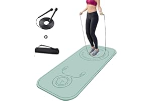 Fiita Jump Rope Skipping Exercise Workout Mat - 8mm Thickened Mute Noise Reduction Jump Rope Mat, Durable and Non-Slip Rubber Mat, Suitable for All Yoga and Pilates Floor & Rope Protection 140 * 62cm
