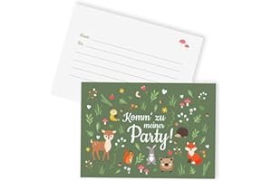 ‎IDEENVERLAG HAMBURG 12x "Waldtiere" Einladungskarten zum Kindergeburtstag / Waldtiere Party Einladungskarten Waldtiere Kindergeburtstag Einladung Kindergeburtstag Waldtiere Einladung Kindergeburtstag Junge Einladungen