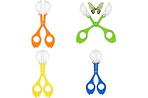 FYHJNC 4-Pack Kids Bug Catcher & Tweezers Explorer Kit, Outdoor Insect Magnifier Set, Plastic Tweezers in Green Yellow Blue Orange
